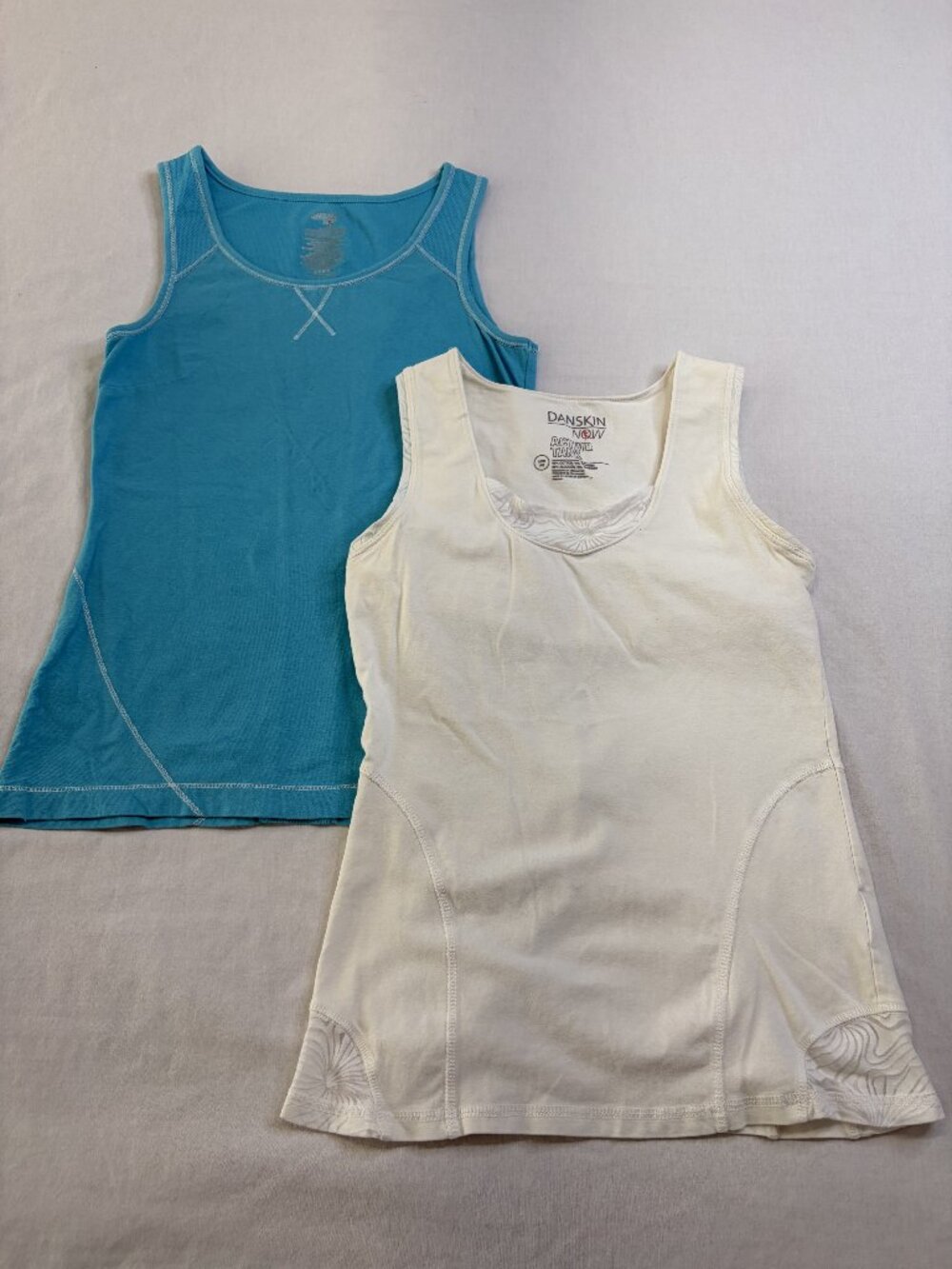 Danskin Now Women’s Small Tank Tops Set Blue White Activewear Bundle